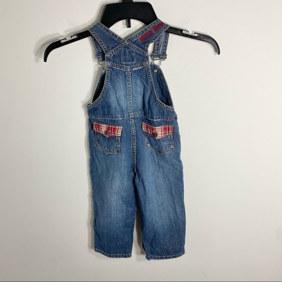 Guess Jeans Denim Overalls 24 months Plaid Accent Kids Toddler Baby - Picture 6 of 6